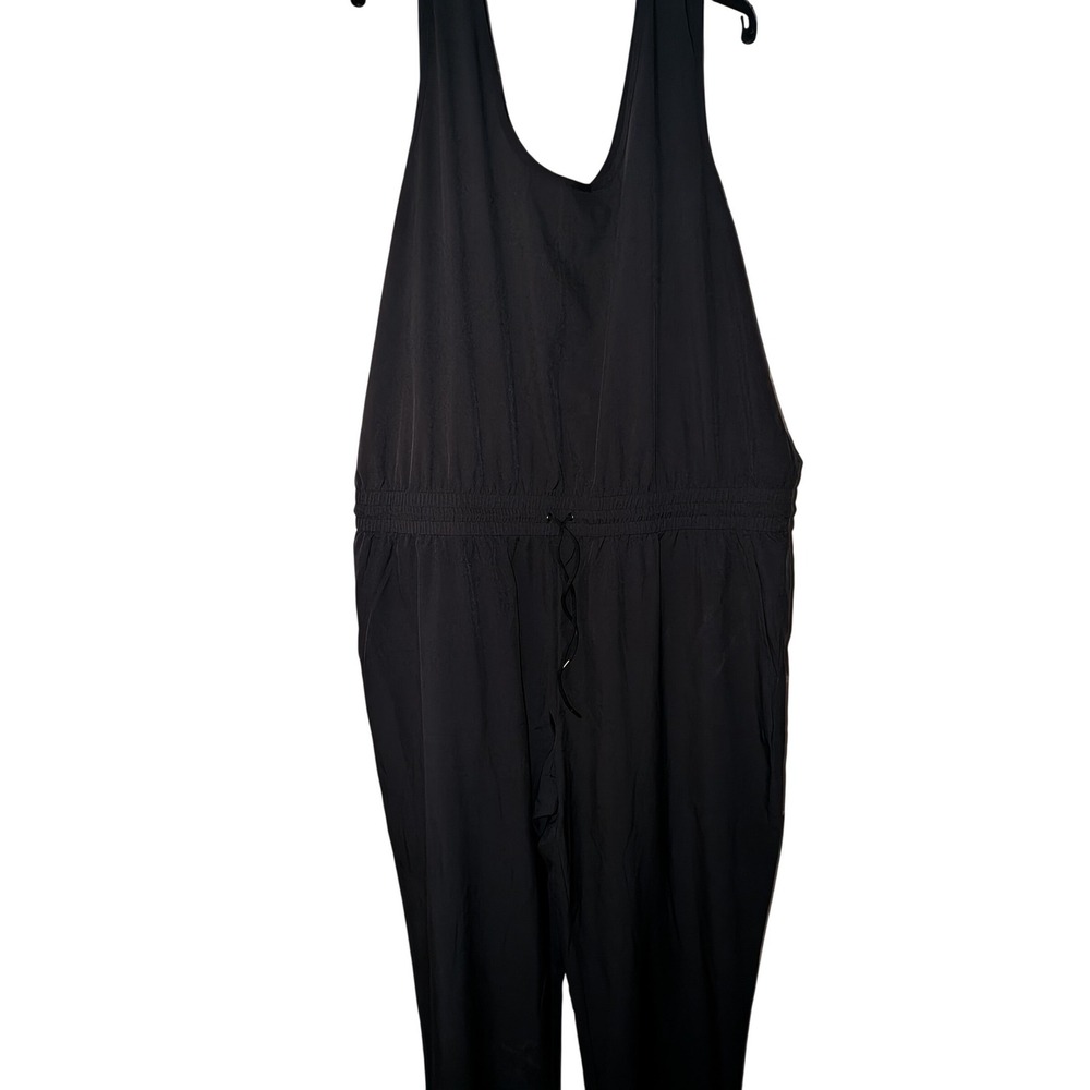 Natural‎ Reflections Womens XXL Black Drawstring Waist Tapered Jumpsuit